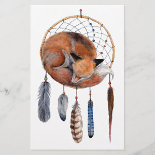 Röd räv som sovar på Dreamcatcher Brevpapper