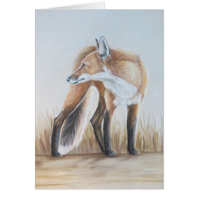 Röd räv som tillbaka tittar hälsningskort (Framsidan)