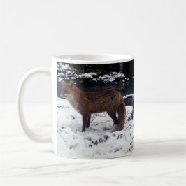 Röd Räv Vinter Snö Skogsmark Vilda Djur Fotografi Kaffemugg