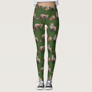Röd rävfrenesidamasker (grönt) leggings