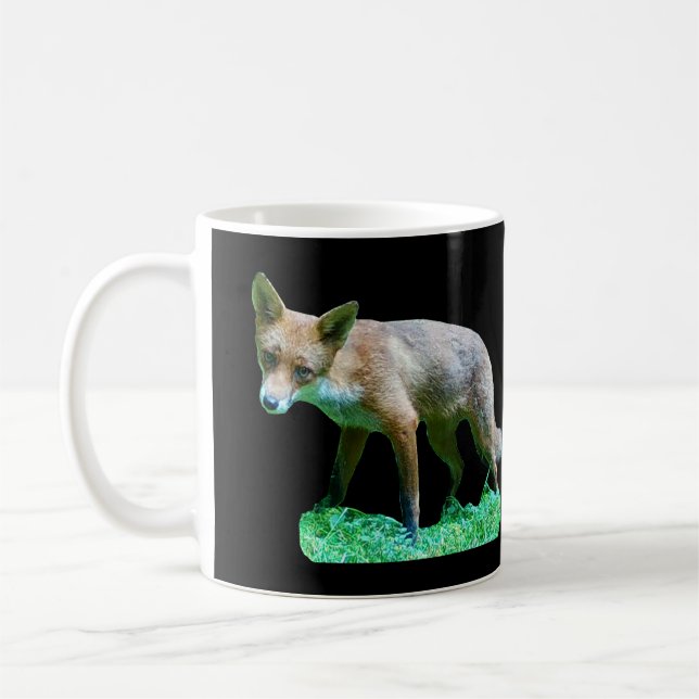Röd Rävlunge Grön Moss Skogskog Vilda Djur Kaffemugg (Vänster)