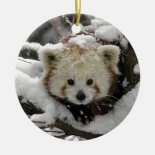 Röd rävPanda Bearcub Julgransprydnad Keramik