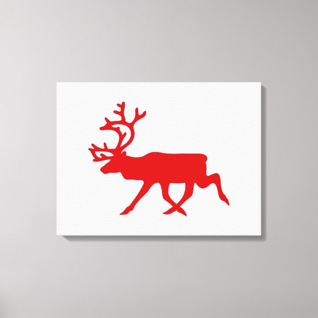 Röd ren / caribou siluett canvastryck (Framsida)