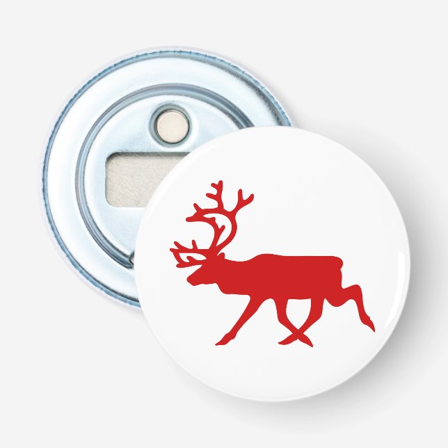 Röd ren / Caribou siluett Flasköppnare (Framsidan)
