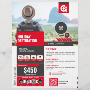 Röd resebyrå Flyer Red-mall