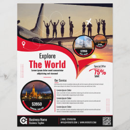 Röd resebyrå Flyer Red-mall