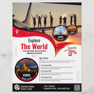 Röd resebyrå Flyer Red-mall