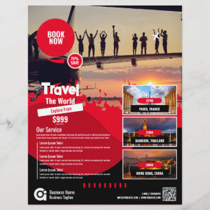 Röd resebyrå Flyer Red-mall