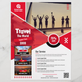 Röd resebyrå Flyer Red-mall