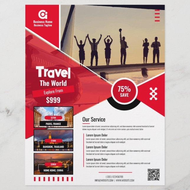 Röd resebyrå Flyer Red-mall (Framsidan)