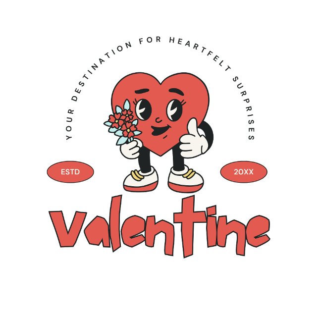 Röd retro Cute Heart-karaktär Alla hjärtans dag Kaffemugg (retro cute valentine lovers mug)