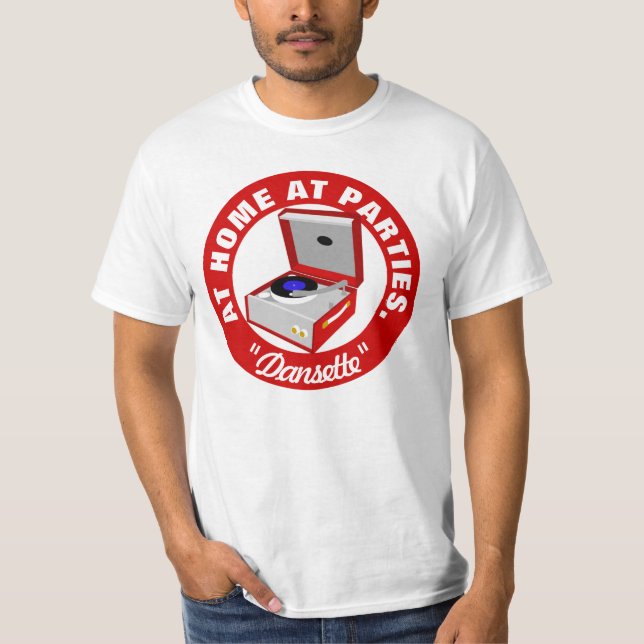 Röd Retro Dansette skivspelare T Shirt (Framsida)