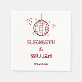 Röd Retro Disco Groovy 70-tals Bröllop Pappersservett