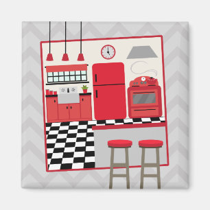 Röd Retro kökmagnet Magnet
