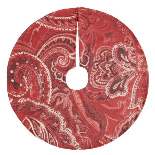 Röd Retro Paisley Bandanna/Bandana Julgransmatta Fleece