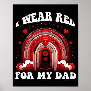 Röd Retro Pappa Hjärtmedvetenhet Rainbow Bak Poster