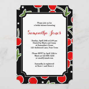 Röd Retro stansad möhippa för körsbär och för Inbjudningar