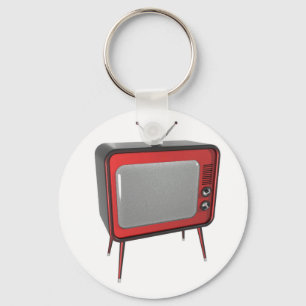 Röd retro TV Nyckelring