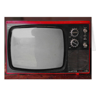 Röd Retro vintageTV Hälsningskort
