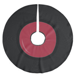 röd Retro Vinylskiva Trädskört Julgransmatta Borstad Polyester
