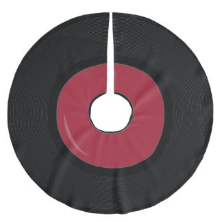 röd Retro Vinylskiva Trädskört Julgransmatta Borstad Polyester