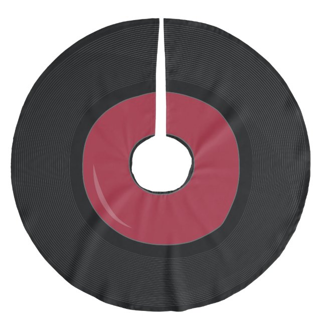 röd Retro Vinylskiva Trädskört Julgransmatta Borstad Polyester (Framsidan)