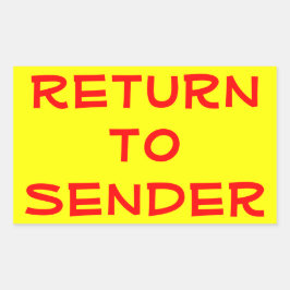 Röd retur till avsändaren vid Gult Rektangulärt Klistermärke