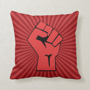 Röd revolutionär näve kudde
