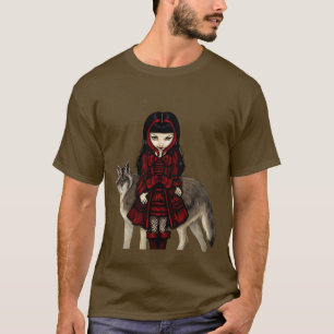 Röd ridninghuva i höstvargskjorta t shirt