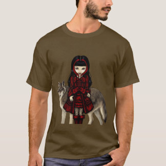 Röd ridninghuva i höstvargskjorta t shirt