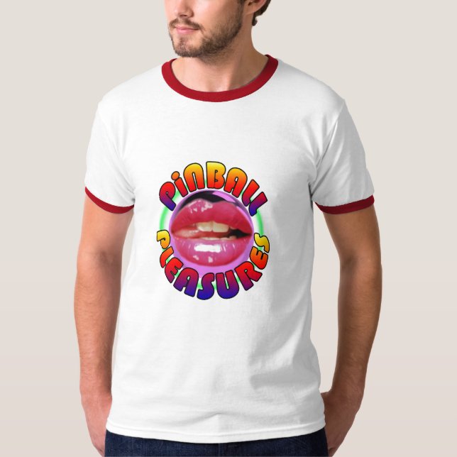 Röd Ringer T för Pinballnöjen Tee Shirt (Framsida)
