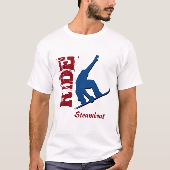 Röd rittSteamboatSnowboard T-shirt (Framsida)