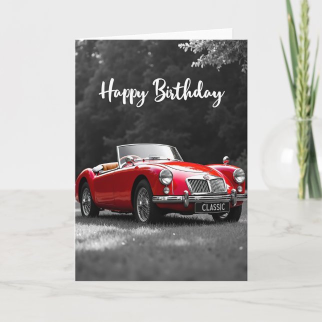 Röd Roadster Födelsedagsgratulationskort Kort (Framsida)