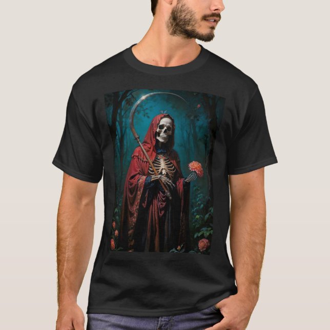Röd Robe Santa Muerte T Shirt (Framsida)
