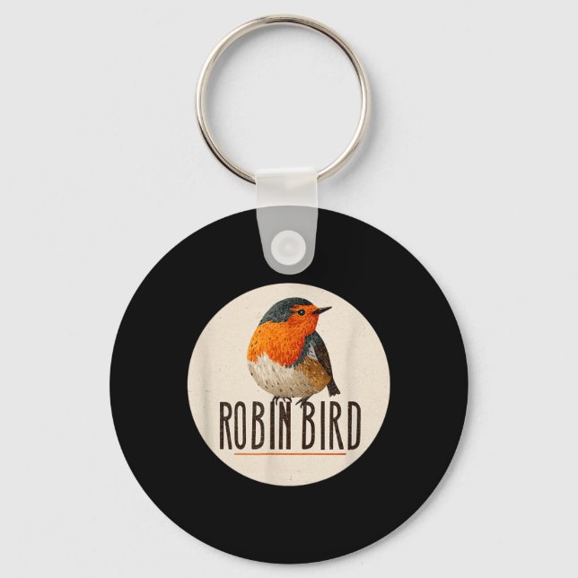 Röd Robin Fågel Se Nyckelring (Framsida)