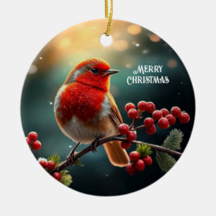 Röd Robin Jul Högtidlig Ornament