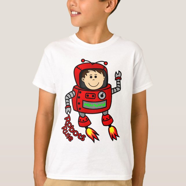 röd robotbarnt-skjorta t-shirt (Framsida)