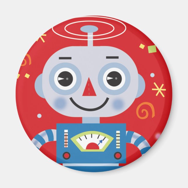 röd robotmagnet magnet (Framsidan)