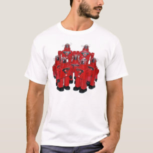 Röd robotskjorta tee shirt