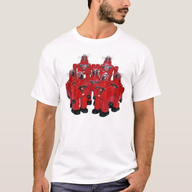 Röd robotskjorta tee shirt (Framsida)