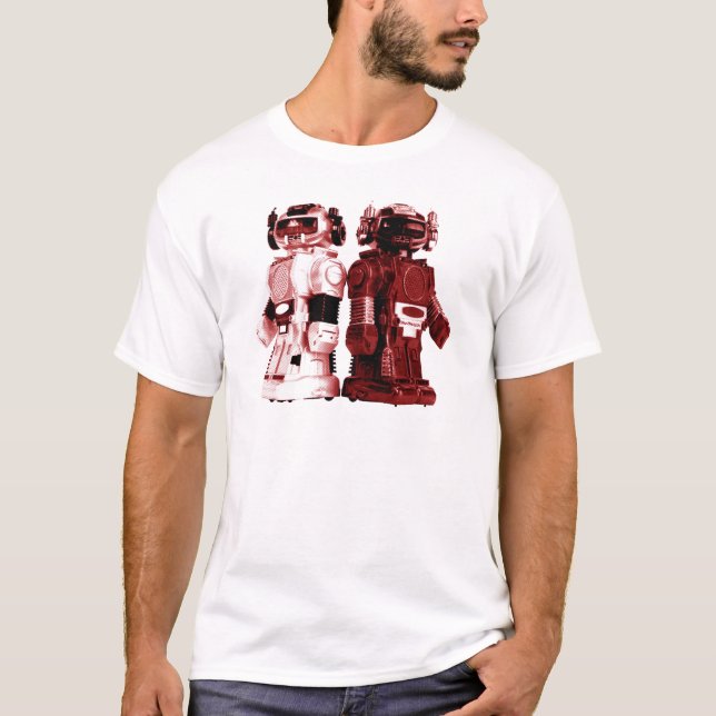 röd robott-skjorta tee (Framsida)