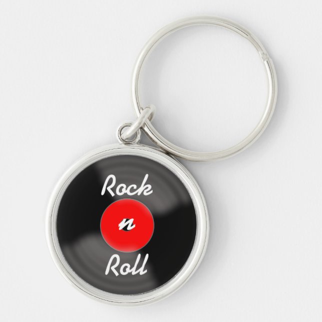 Röd Rock N Roll-Record Nyckelring  (Framsidan)