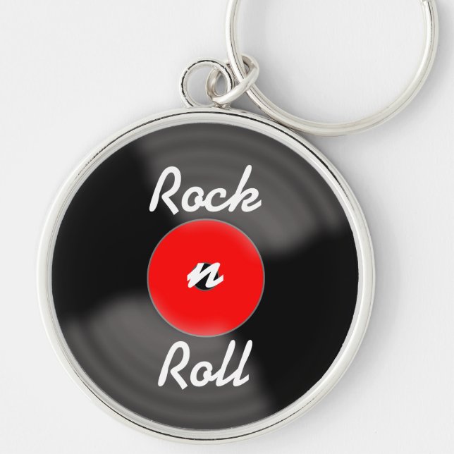 Röd Rock N Roll-Record Nyckelring  (Framsidan)