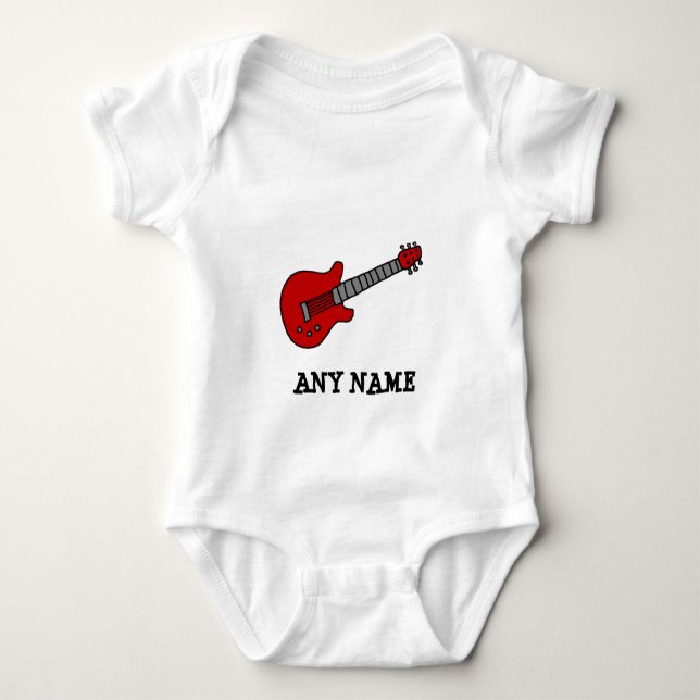 Röd Rockin gitarr T Shirt (Framsida)