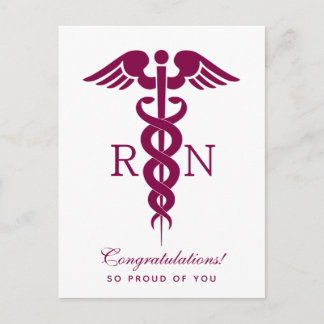 Röd Röd Kaducé Sjuksköterska Medicinsk Symbol Vykort