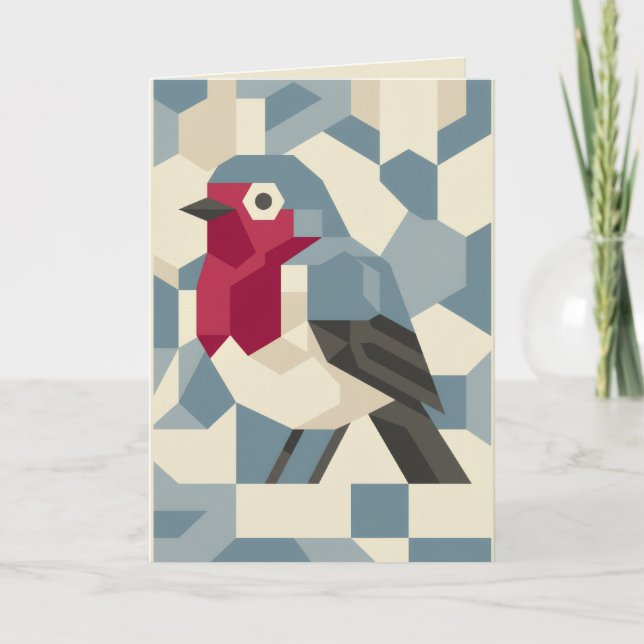 Röd rödhake i Vector Block julkort Helgkort (Framsida)
