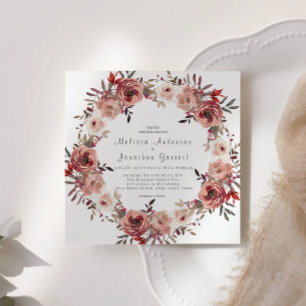 Röd Rodnad Blommiga Rosor Bröllopsinbjudan