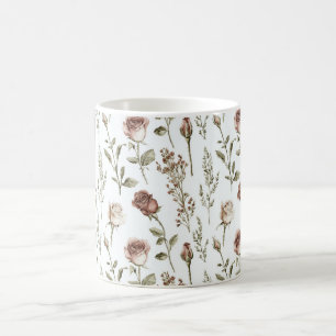 Röd Rodnad Ros Blommig Kaffemugg