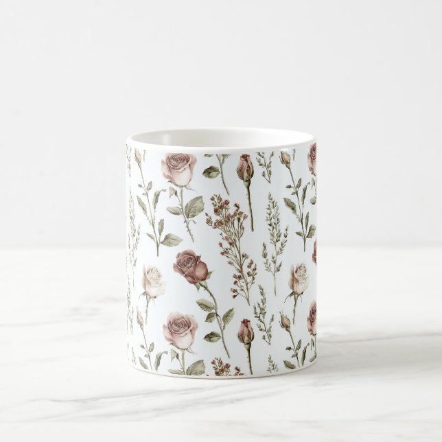 Röd Rodnad Ros Blommig   Kaffemugg (Center)