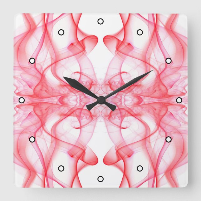 Röd rök Symmetrisk Minimalistisk Abstrakt Fyrkantig Klocka (Framsida)